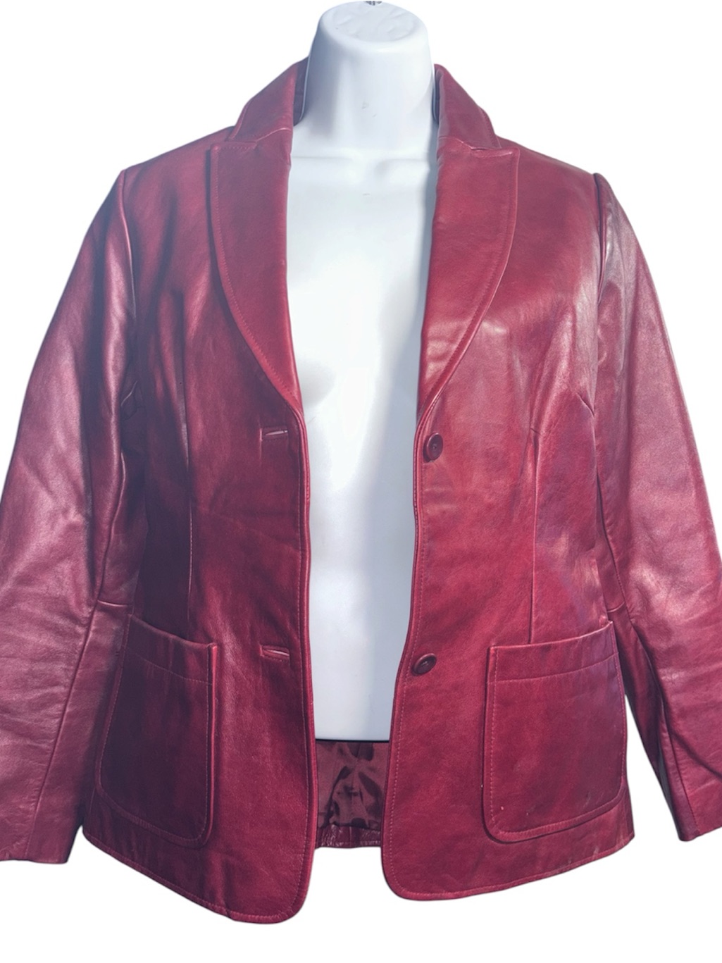 Gap 100% Leather Jacket Burgundy/Red Size Xs Excellent Condition